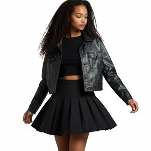 Studded House of Harlow 1960 Vegan Leather Moto Jacket Women’s M Cropped